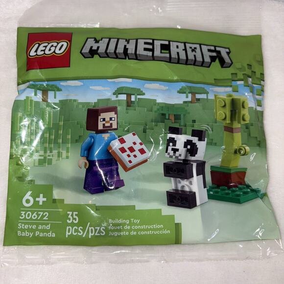 LEGO Minecraft: Steve and Baby Panda (30672) New Sealed - Picture 1 of 4